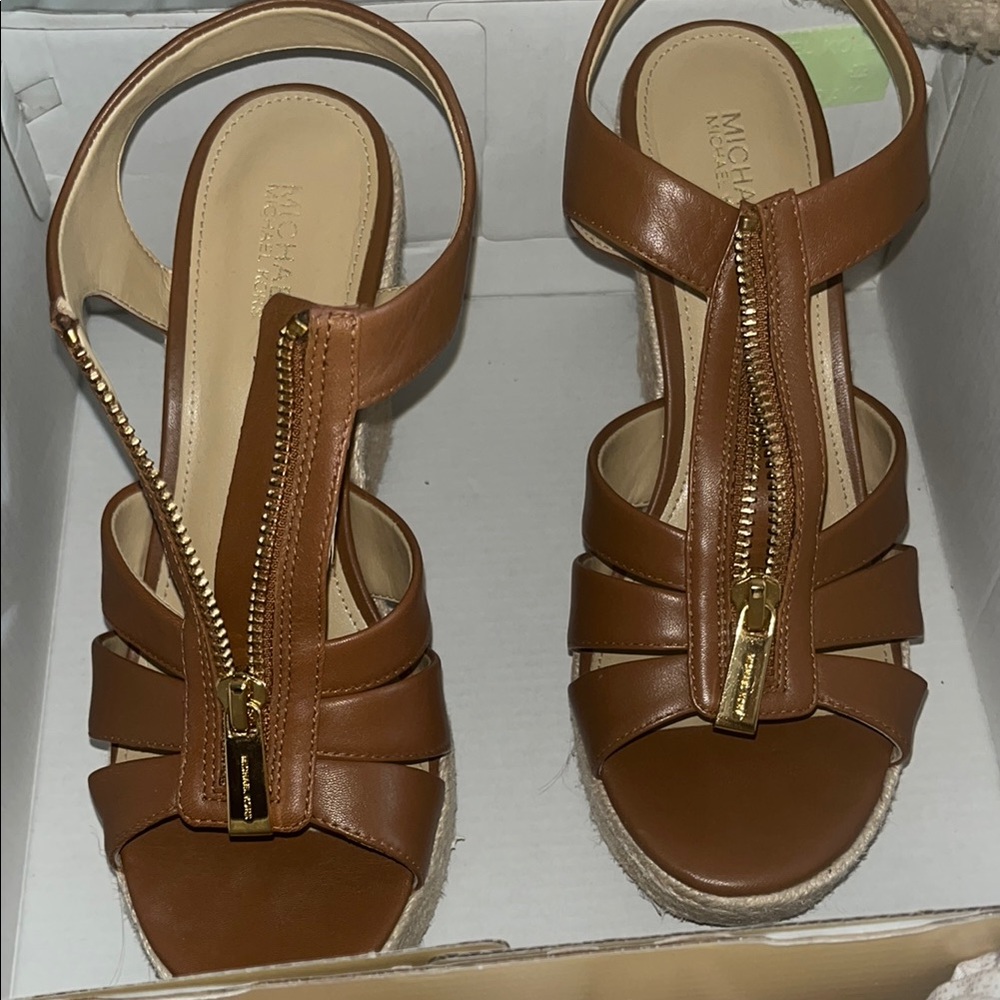 Michael Kors Brown Leather Sandals - Picture 1 of 6